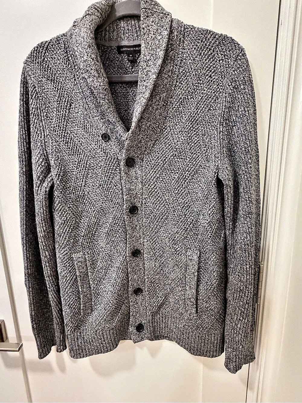 Banana Republic Marled Shawl-Collar Cardigan Gray Size Medium